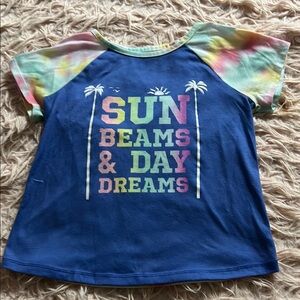 Sun Beams and Day Dreams Blue and Pink Pajama Top w/ Tie-Dye Sleeves